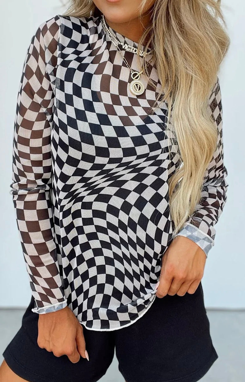 Checkered Mesh Top