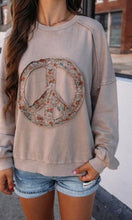 Load image into Gallery viewer, Floral Peace Symbol Patchwork Sweatshirt- Ships after 8/30
