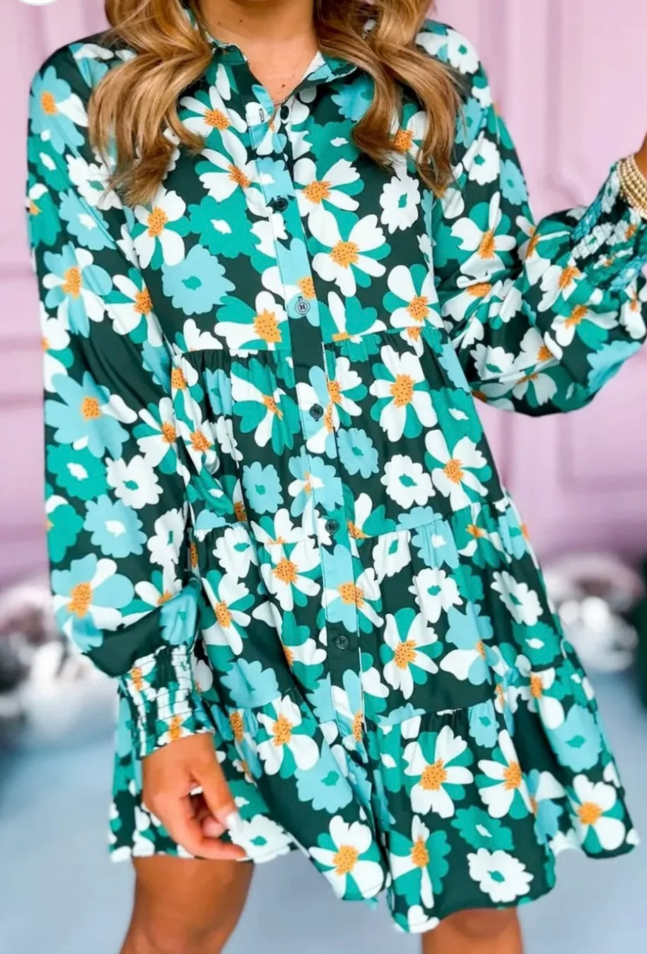 Floral Tiered Puff Sleeve Mini Dress