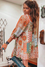 Load image into Gallery viewer, Boho Paisley Print 3/4 Sleeve Chiffon Dress
