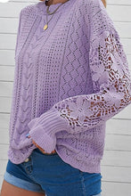 Load image into Gallery viewer, Openwork Round Neck Long Sleeve Sweater
