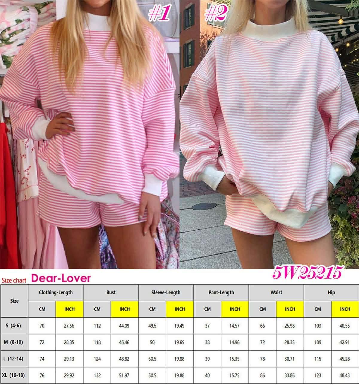 Pink Striped Mock Sets