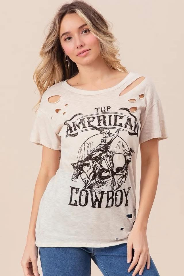 Bibi Laser Top American Cow Boy Graphic Tee