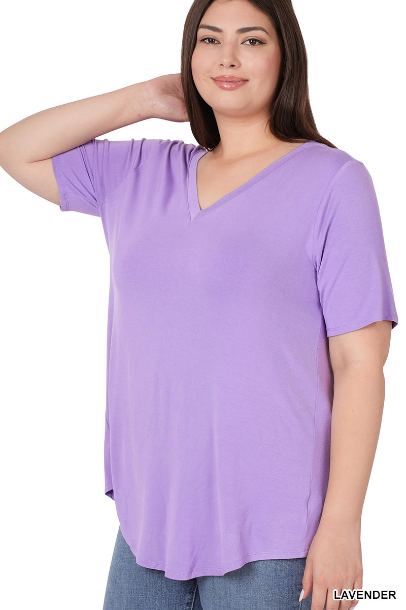V-NECK HI-LOW HEM TOP (LAVENDER)