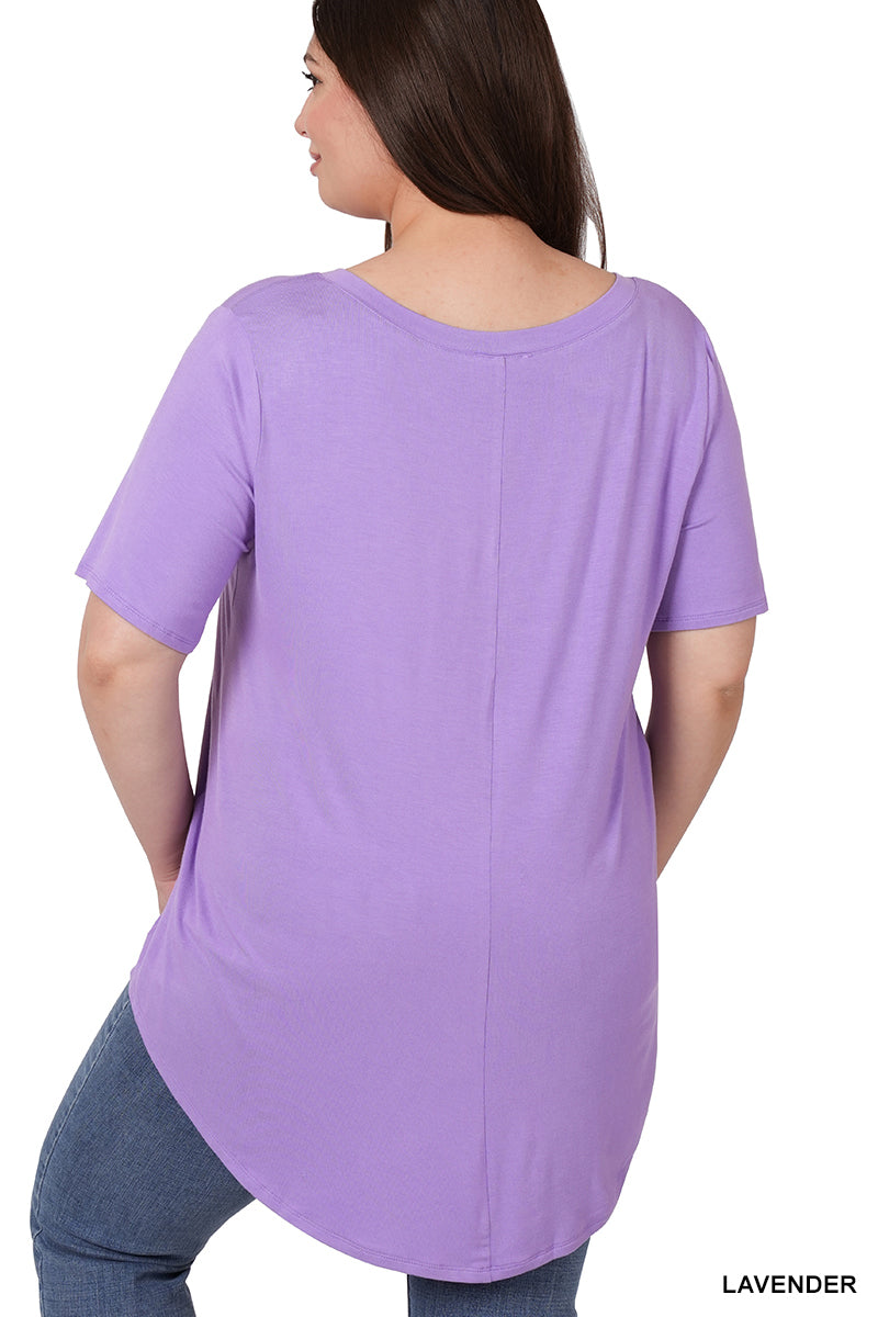 V-NECK HI-LOW HEM TOP (LAVENDER)