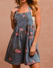 Load image into Gallery viewer, Flower Printed Wide Strap Denim Overalls
