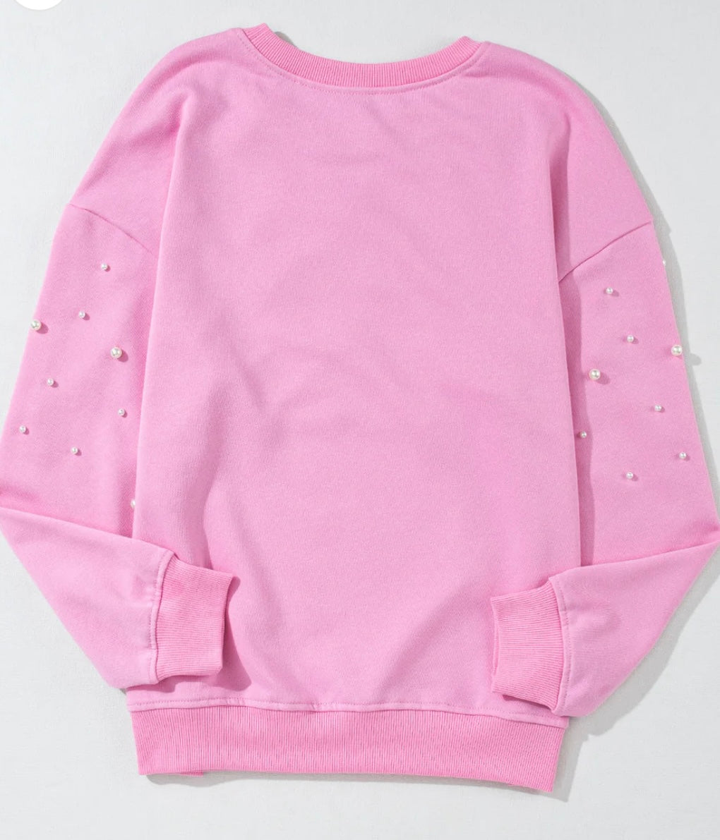 Pearl Embossed Pink Sweater