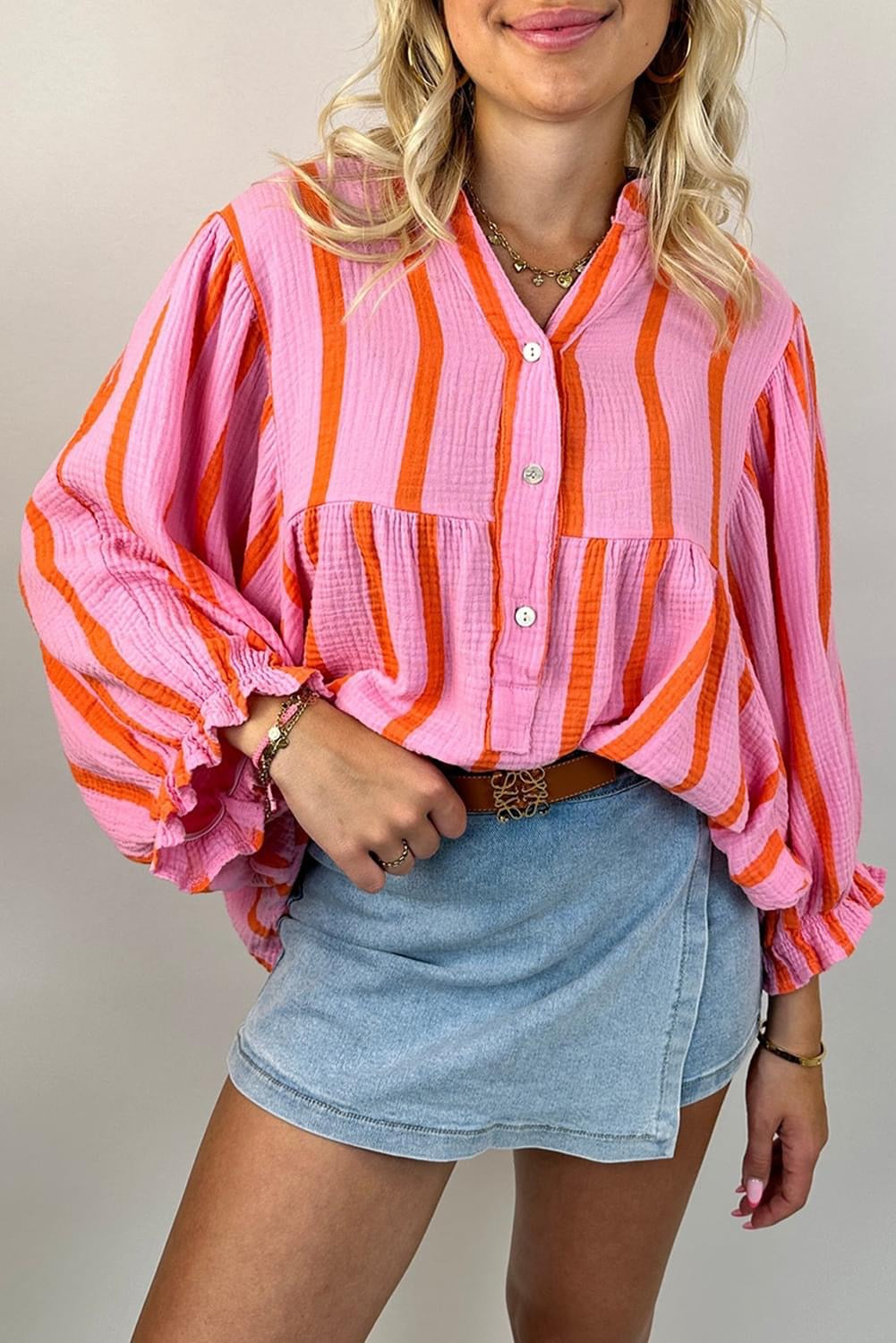 Stripe Button Up Loose Shirt