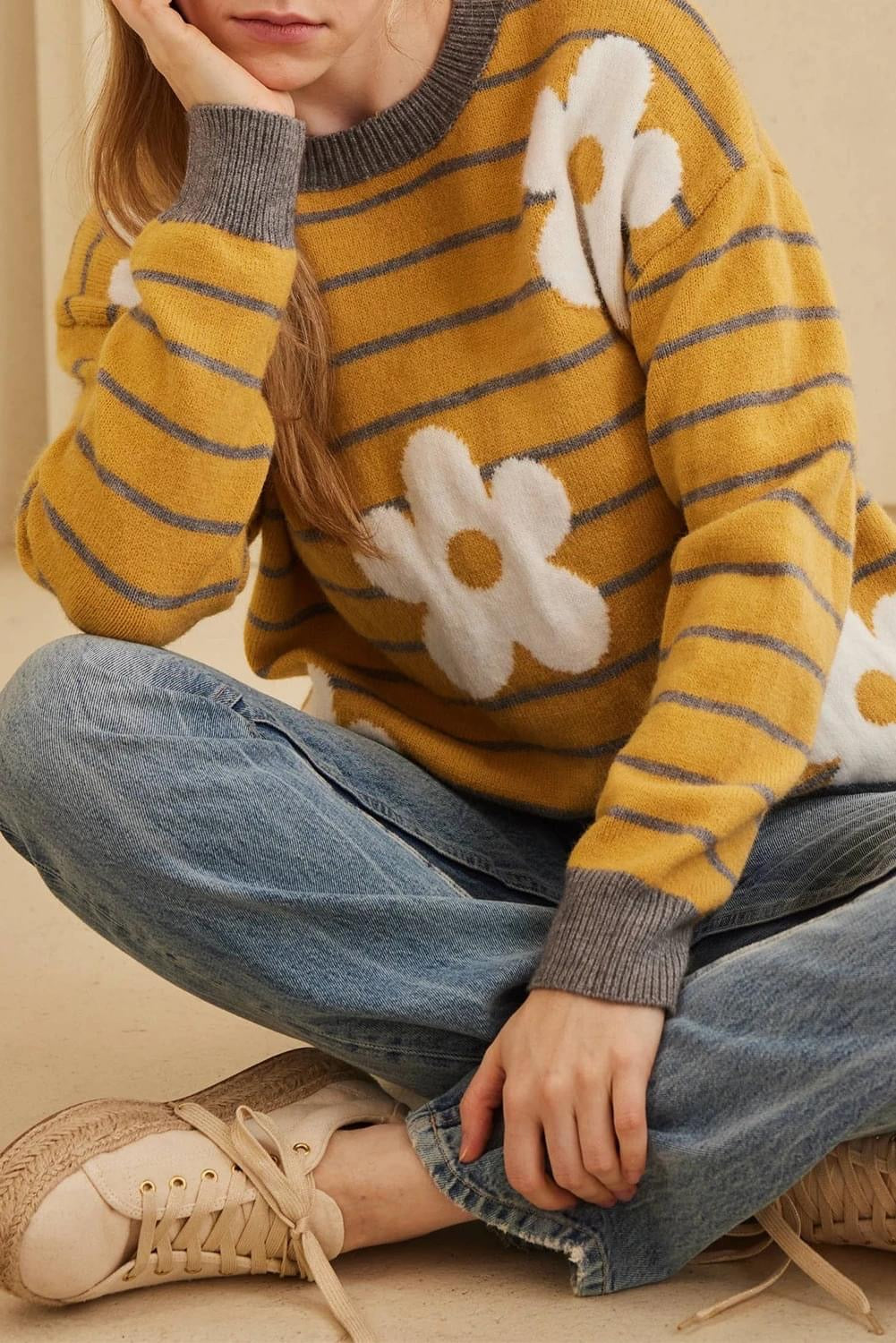 Striped Flower Sweater