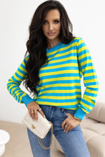 Load image into Gallery viewer, Confident Attitude Green Stripe Crew Neck 
Sweater
