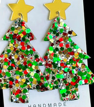 Load image into Gallery viewer, Christmas Tree Acrylic Dangle Earrings
