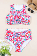 Load image into Gallery viewer, Rose Plus Size Floral Twisted High Waist Bikini Set
