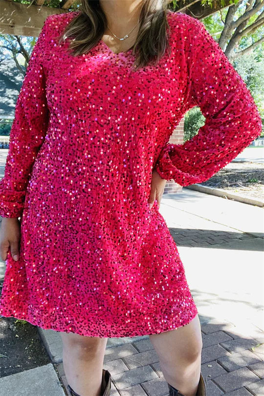 Fuschia Sequin Women Dress