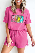 Rose Red MAMA Cheetah Wzffle knit short set