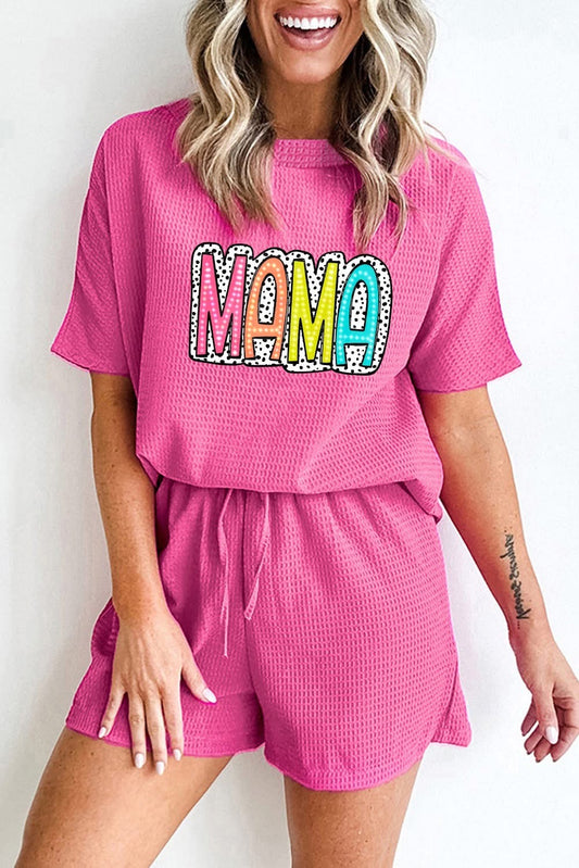 Rose Red MAMA Cheetah Wzffle knit short set