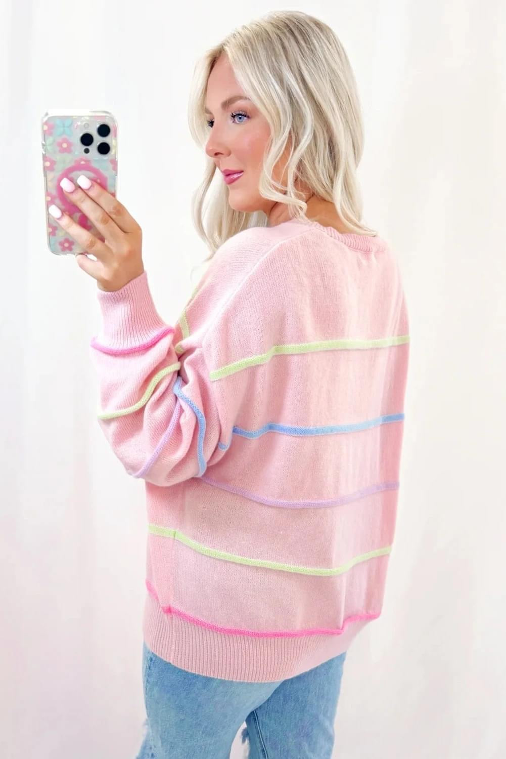 Rainbow Stripes Cozy Sweater