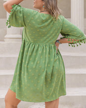 Load image into Gallery viewer, Plus Size Tied Tassel Half Sleeve Mini Dress
