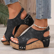 Load image into Gallery viewer, Peep Toe Wedge Sandals
