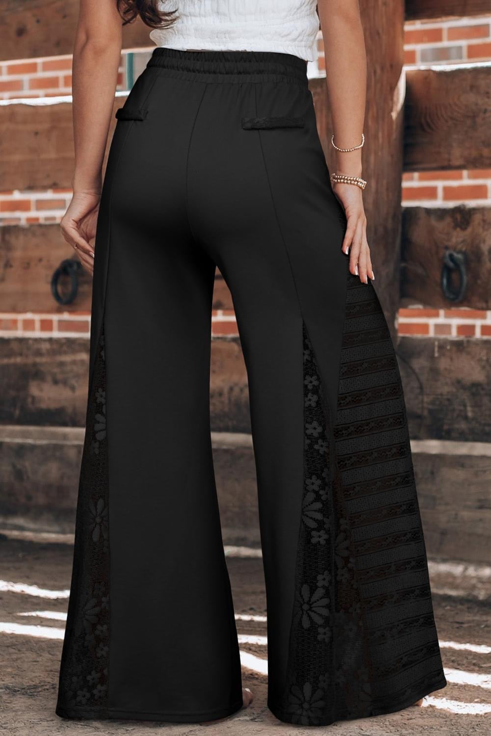 Smoke Gray Boho lace high waist 
pants