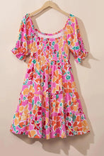 Load image into Gallery viewer, PLUS SIZE PINK BLOSSOM SMOCKED TIERED DRESS
