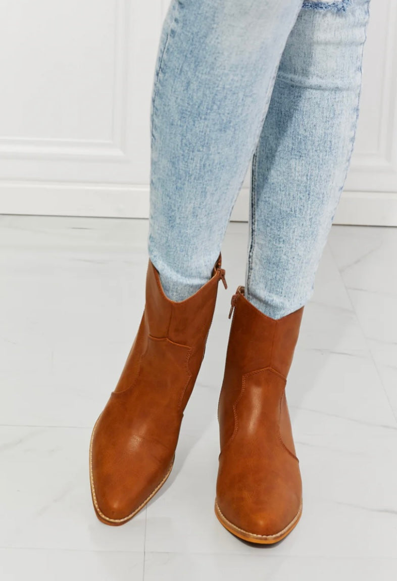 MMShoes Watertower Town Faux Leather Western Ankle Boots in Ochre