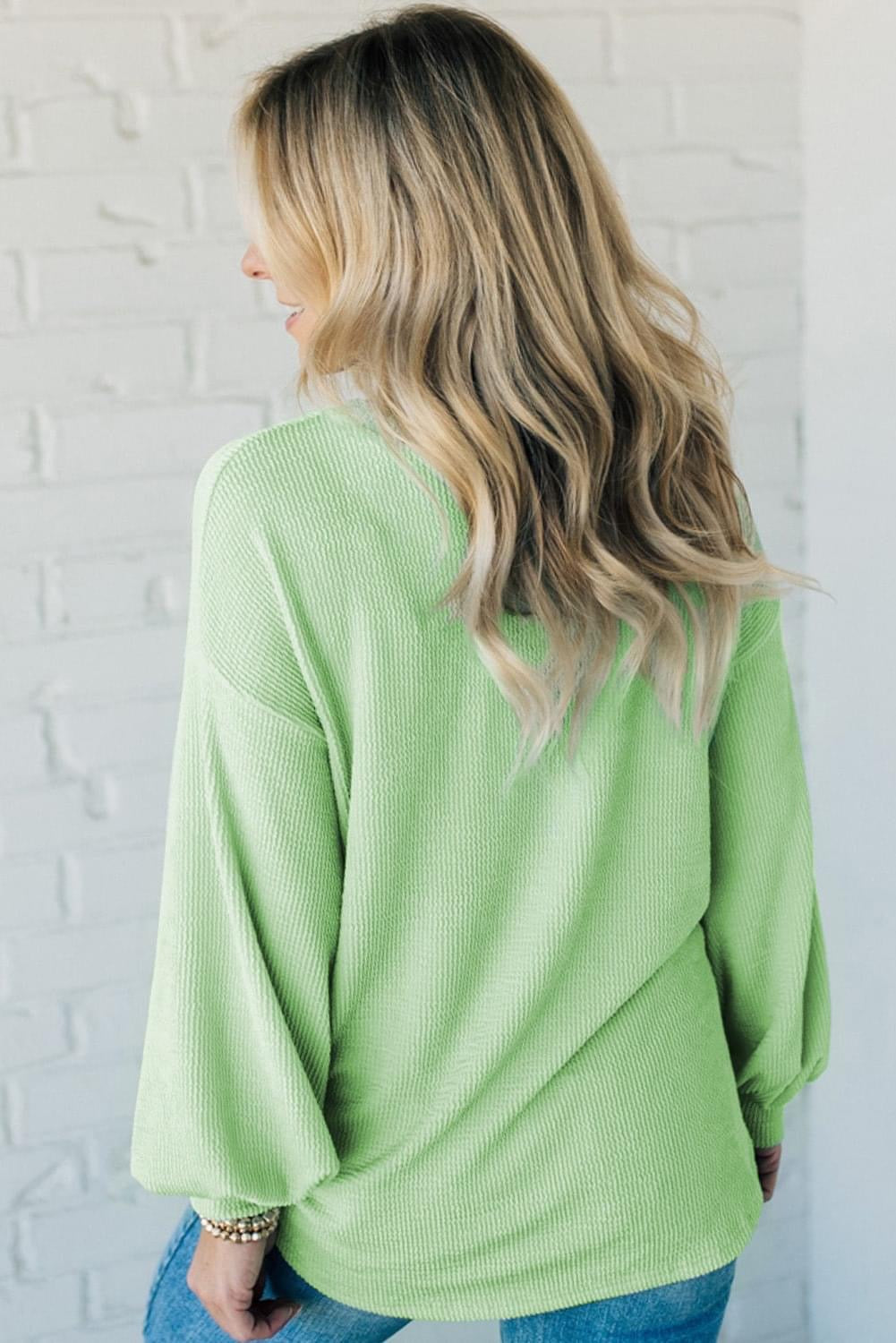Moonlight Jade Solid Cord Ribbed Pullover top