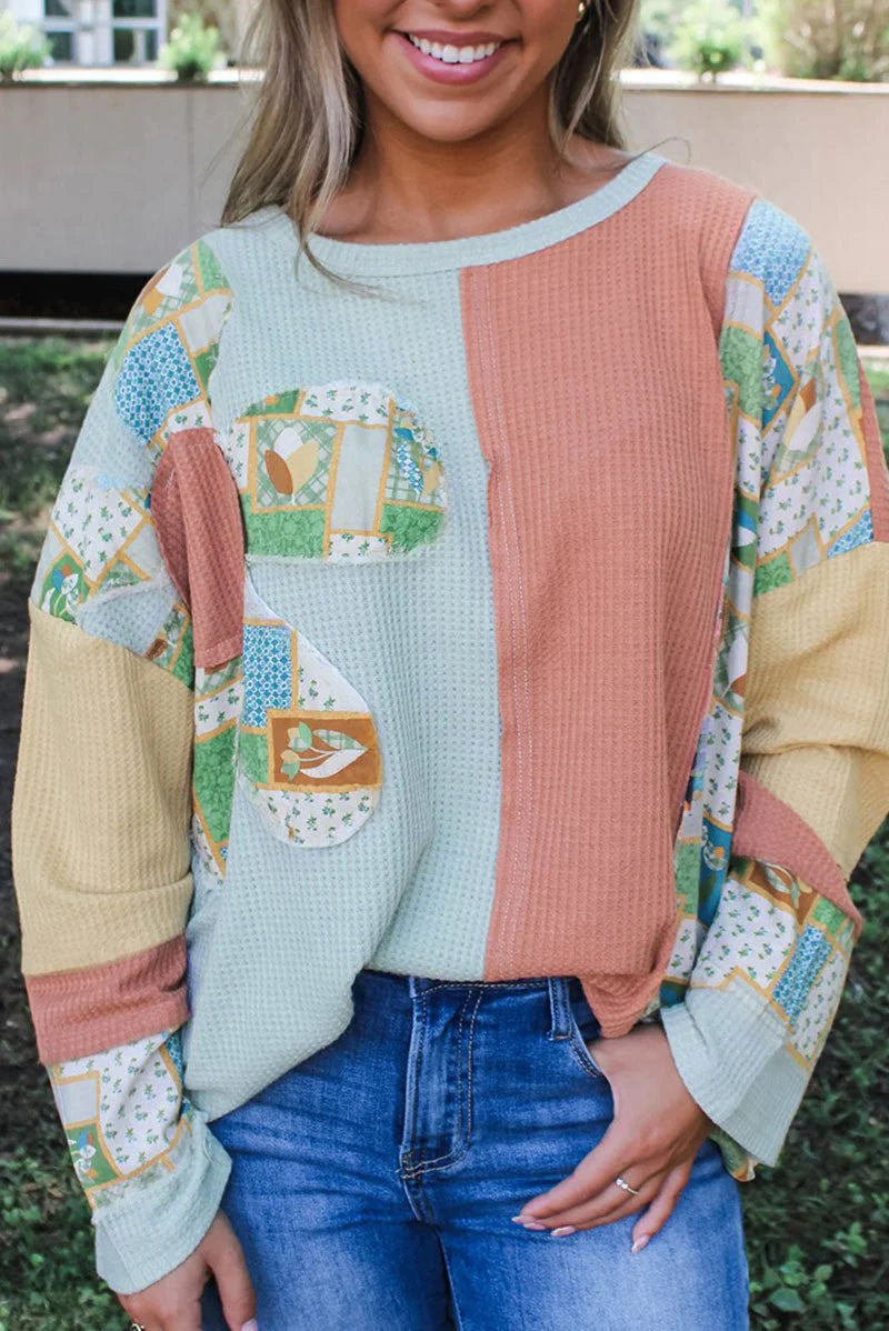 THE FLOWER PATCH WAFFLE KNIT TOP**SHIPPING EXPECTED TO BEGIN ON DATE 10/28**