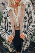 HARVEST HAZE BLACK CHECK HOODED SHACKET **SHIPPING EXPECTED TO BEGIN ON DATE 8/26**