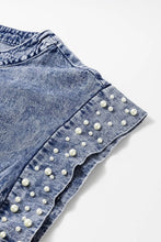 Load image into Gallery viewer, Wash Pearl Embellishments Denim Top
