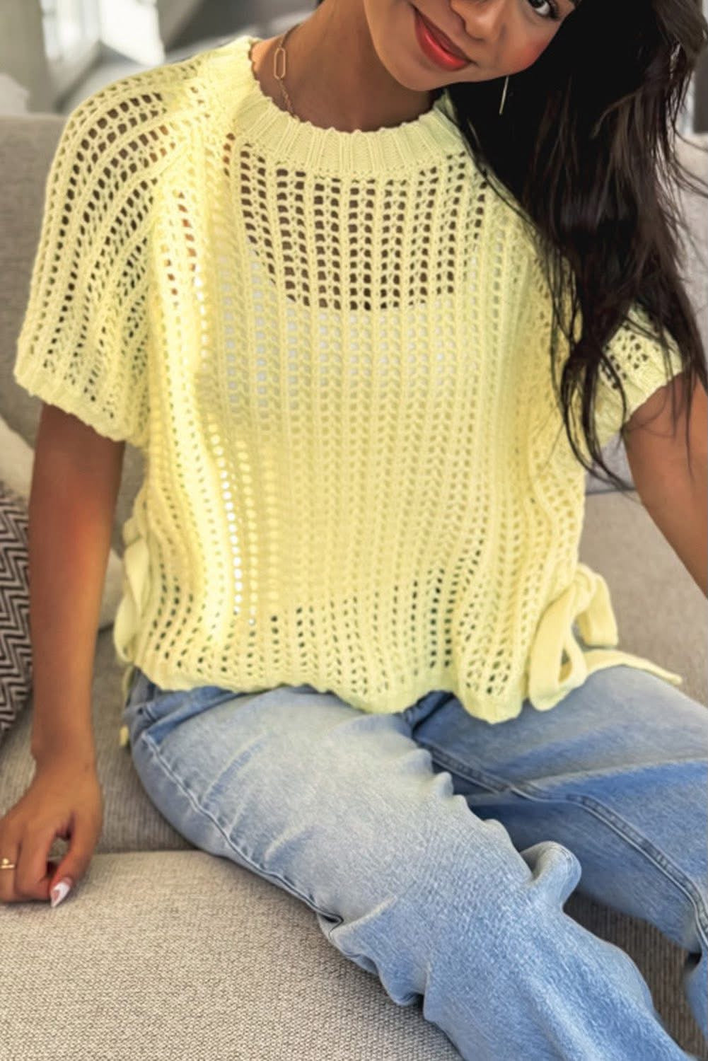 Yellow Crochet Sweater