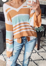 Load image into Gallery viewer, Colorblock Stripe Split Sweater
