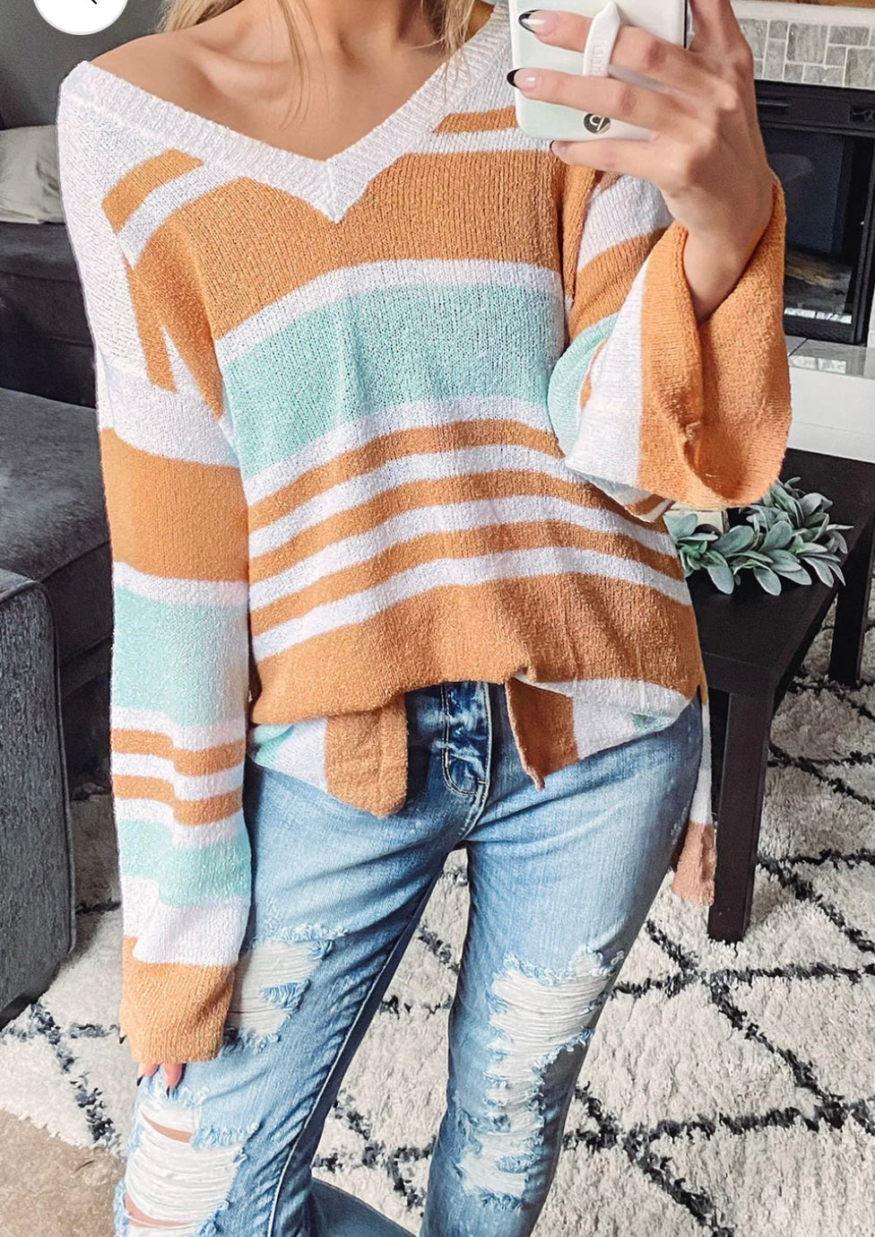 Colorblock Stripe Split Sweater