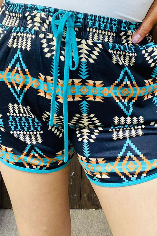 Turquoise Aztec Shorts