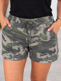 Green Camo Elastic Shorts/ Plus Size