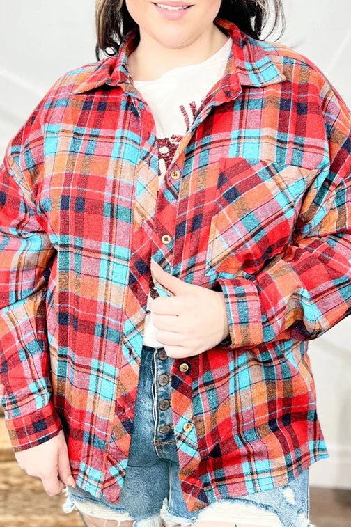 Fall Plus Size Plaid Shacket