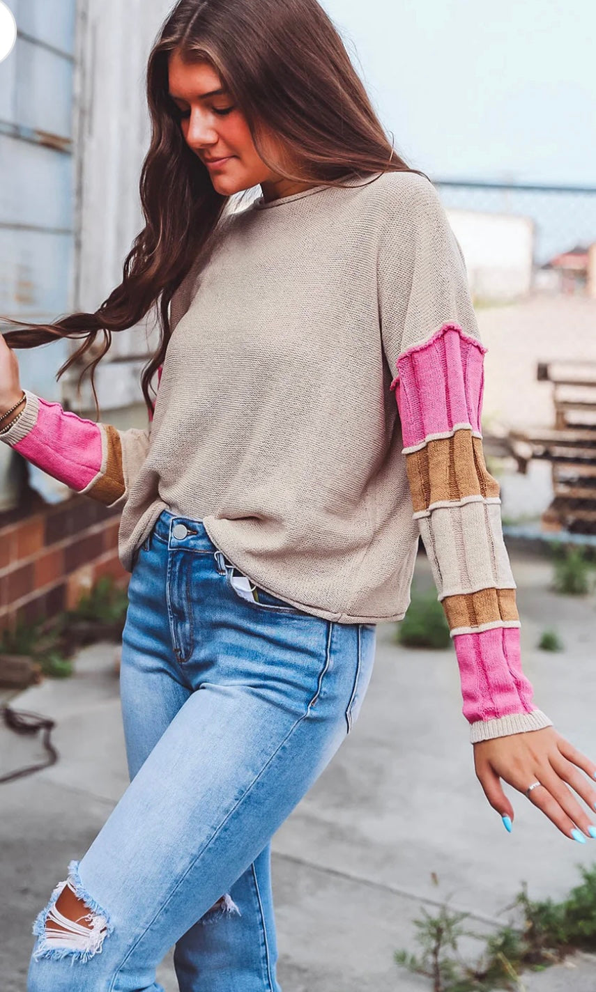 Colorblock Exposed Seam Sweater