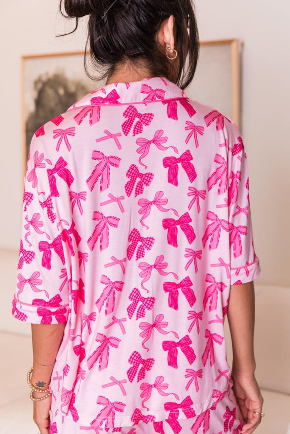 Christmas Season Pink Bow Knot Pajamas set