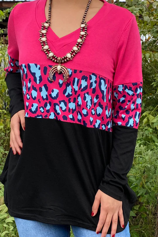 Pink/Black leopard Longsleeve Top