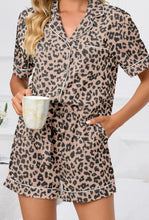 Load image into Gallery viewer, Full Size Leopard Short Sleeve Top and Shorts Lounge Set Plus Size
