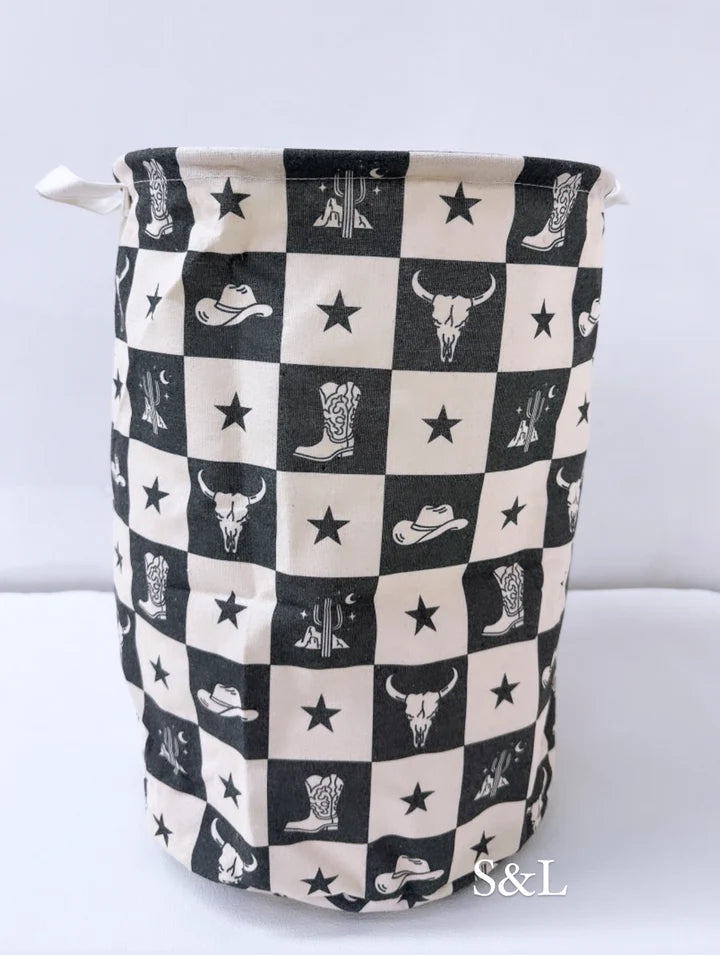 Black Western Print Hamper