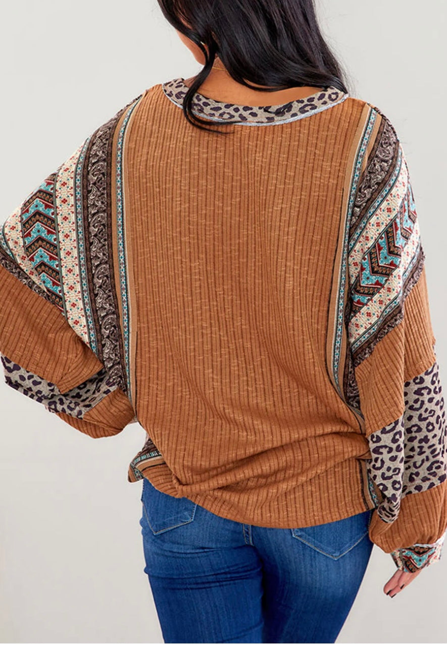 Retro Contrast Patchwork Top