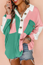 Load image into Gallery viewer, EASYGOING PINK OVERSIZED BUTTON RIBBED TOP **SHIPPING EXPECTED TO BEGIN ON DATE 10/25**
