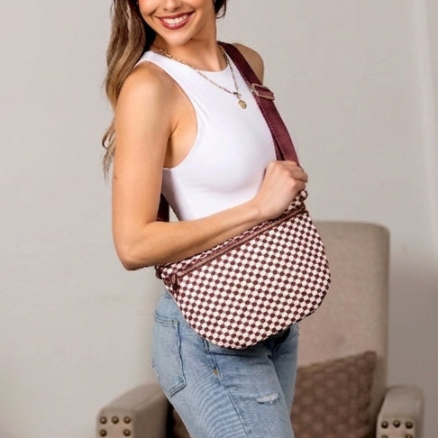 Layla Woven Checkered Crossbody Sling Bag