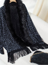 Load image into Gallery viewer, Fringe Leopard Open Front Long Sleeve Poncho
