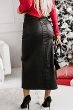 Load image into Gallery viewer, Black High Waist Slim Fit Midi Skirt
