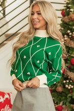 Load image into Gallery viewer, Green Diamond Pom Accents Sweater
