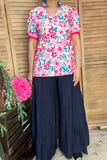 Floral Contrast Top