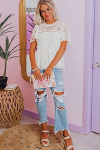 Load image into Gallery viewer, White Scalloped Floral Lace Peplum Blouse
