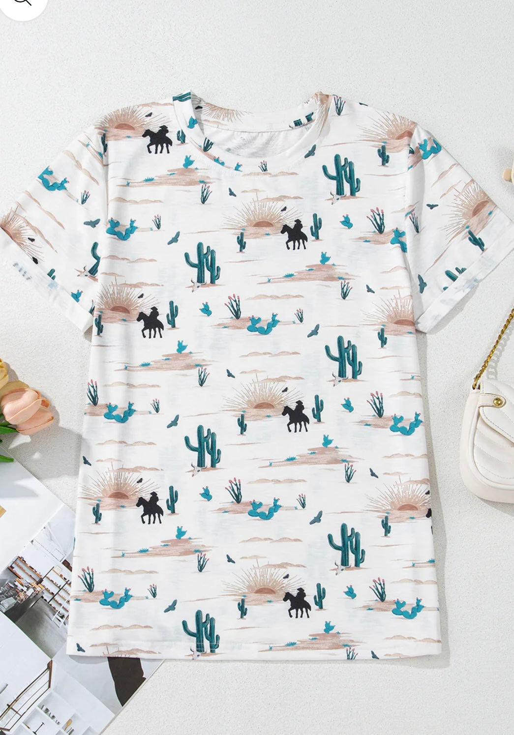 Western Cactus Print Top
