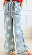 Load image into Gallery viewer, Star Light Wash Drawstring High Waist Wide Leg Jeans
